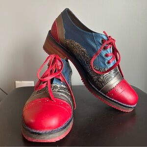 SIGA Colorful Multi-pattern Leather Oxford Shoes